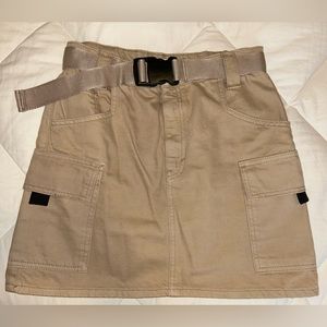 Medium Khahki Topshop Mini Skirt with Buckled Belt